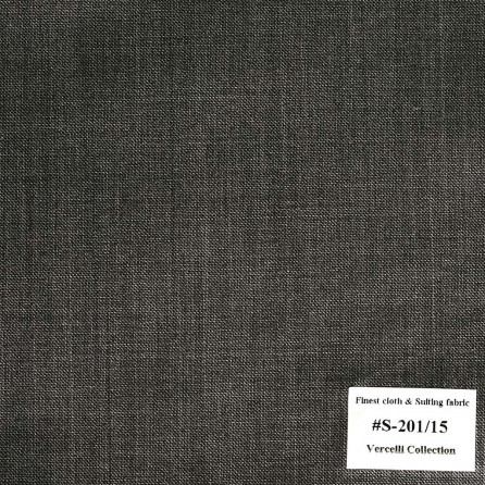 S-201/15 Vercelli V8 - Vải Suit 95% Wool - Xám Trơn